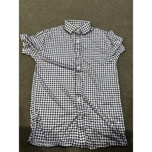 Collars And Co Dress Collar Men's Polo Blue Checkered Lines Men's Size Medium